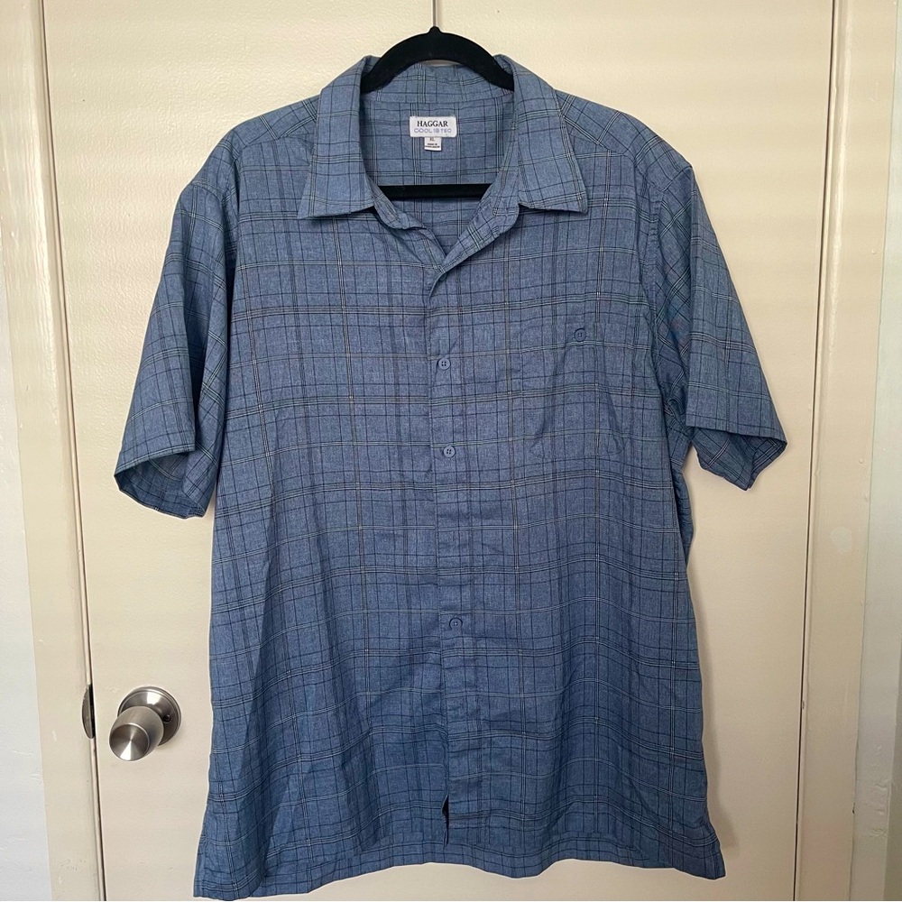 Haggar Cool 18 TEC Blue Checkered Men’s XL